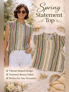 Just Bellina Boho Patterned Top M